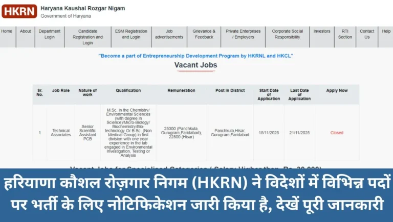 HKRNL Overseas Bharti 2025