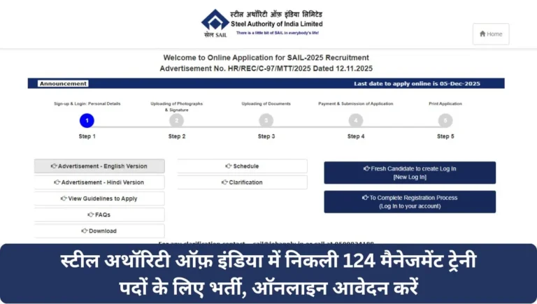 SAIL Management Trainee Bharti 2025