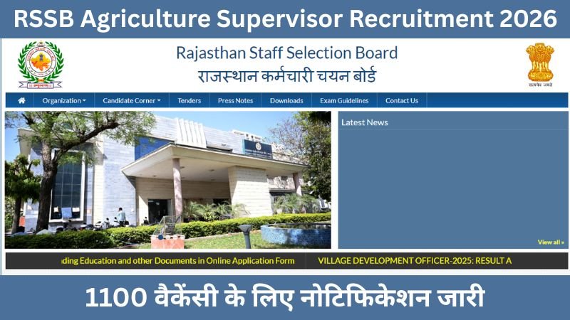 RSSB Agriculture Supervisor Recruitment 2026