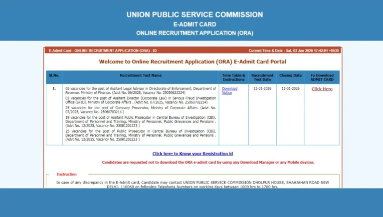 UPSC Assistant Public Prosecutor Admit Card 2025
