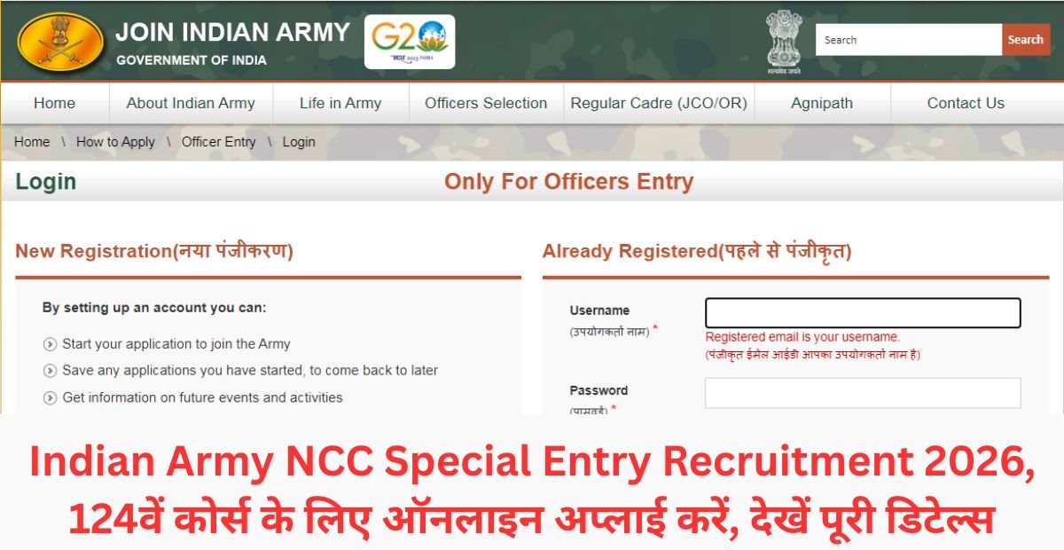 Indian Army NCC Special Entry Recruitment 2026