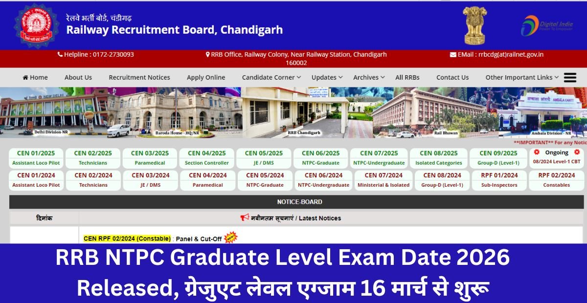 RRB NTPC Graduate Level Exam Date 2026