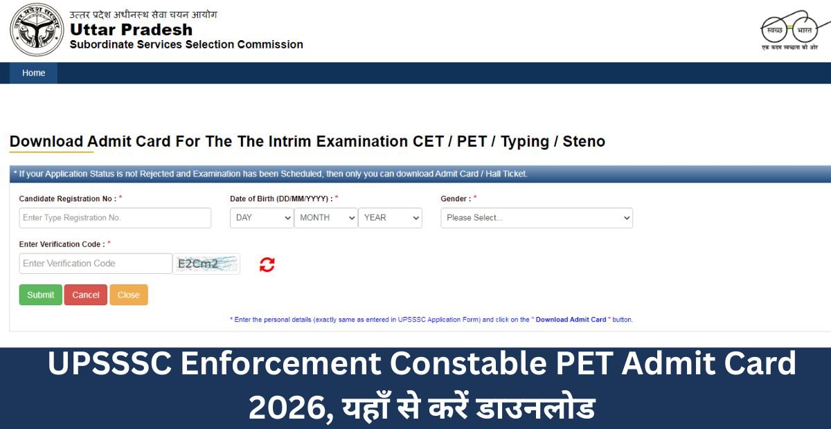 UPSSSC Enforcement Constable PET Admit Card 2026